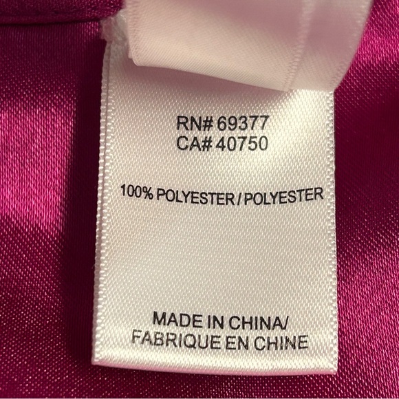 Womens Long Sleeve Wrap Top Size L Tie Bow Satin Metallic Pink Formal Elegant - Picture 11 of 12